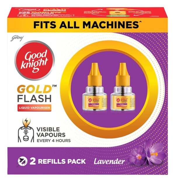 Good Knight Gold Flash Liquid Vapourizer Mosquito Repellent Refill (Lavender) 1 Pack (2 x 45 ml)